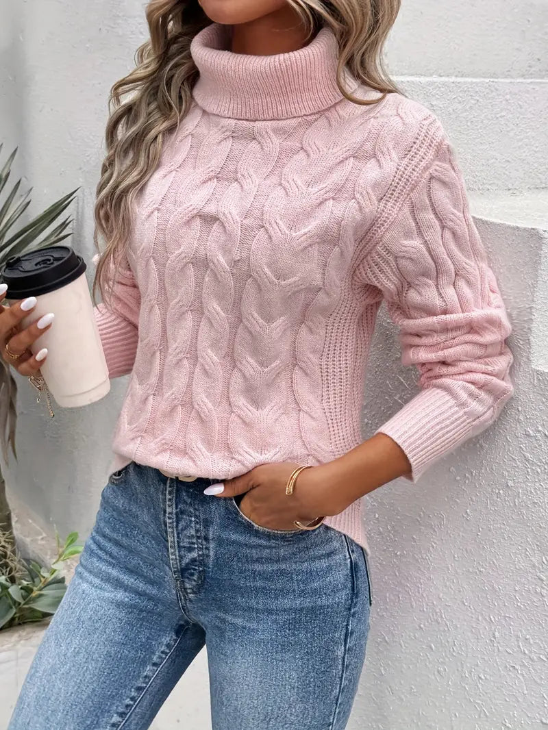 CLEMENCE | Leichter Rollkragenpullover mit Zopfmuster