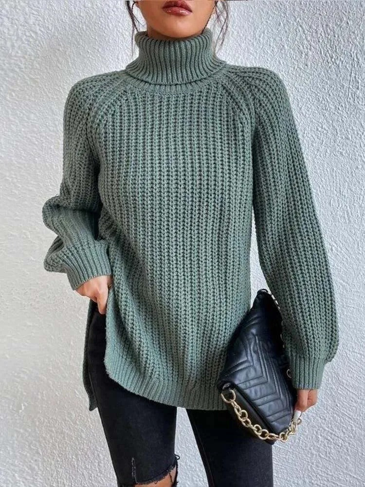 Amy | Leichter Rollkragenpullover mit Zopfmuster