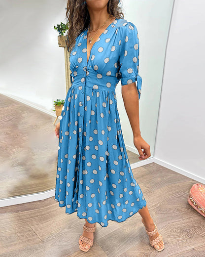 Lora™ - Kleid mit V-Ausschnitt und Polka Dots