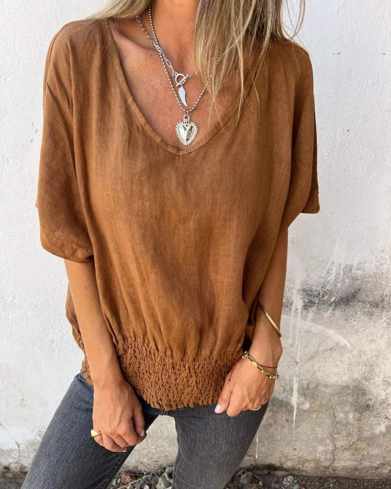 LIORA | Casual Ibiza Bluse mit V-Ausschnitt