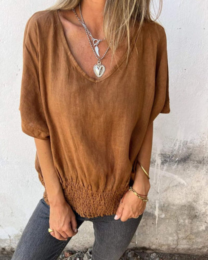 LIORA | Casual Ibiza Bluse mit V-Ausschnitt