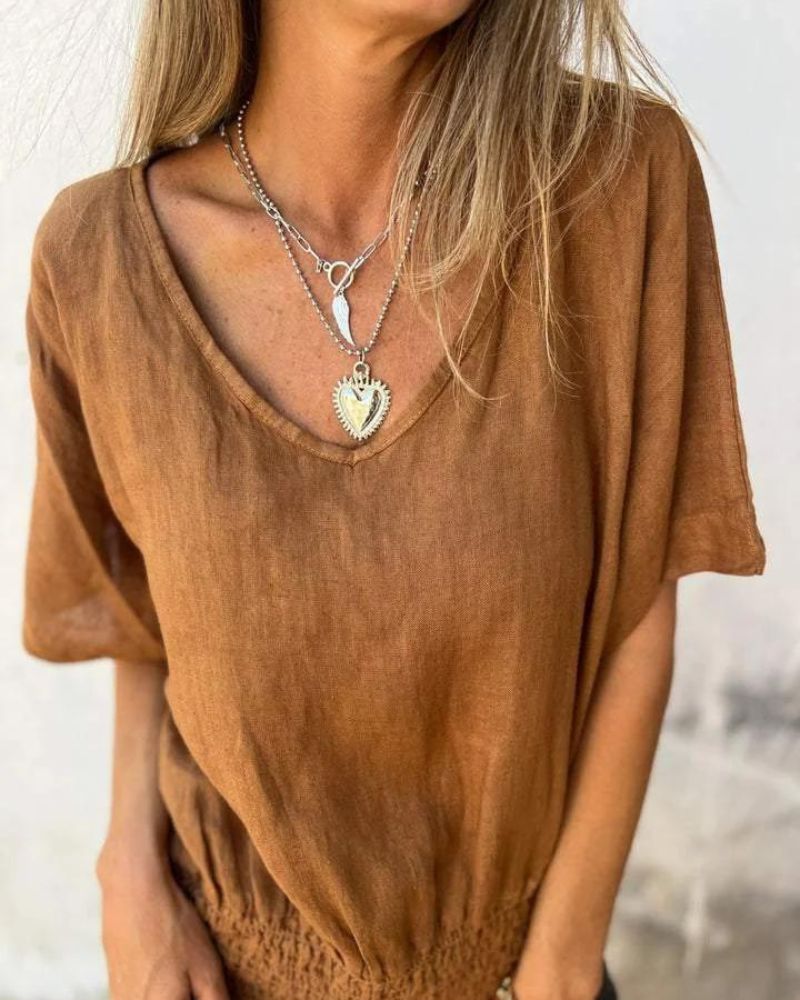 LIORA | Casual Ibiza Bluse mit V-Ausschnitt