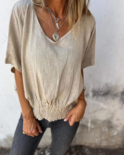 LIORA | Casual Ibiza Bluse mit V-Ausschnitt