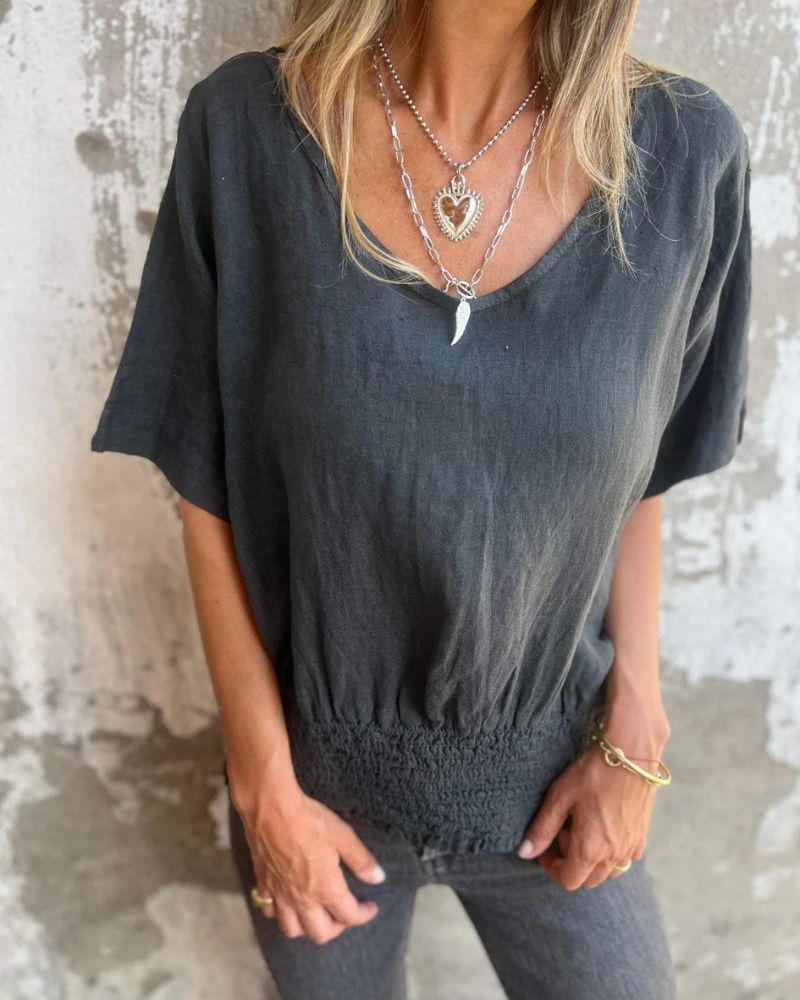 LIORA | Casual Ibiza Bluse mit V-Ausschnitt
