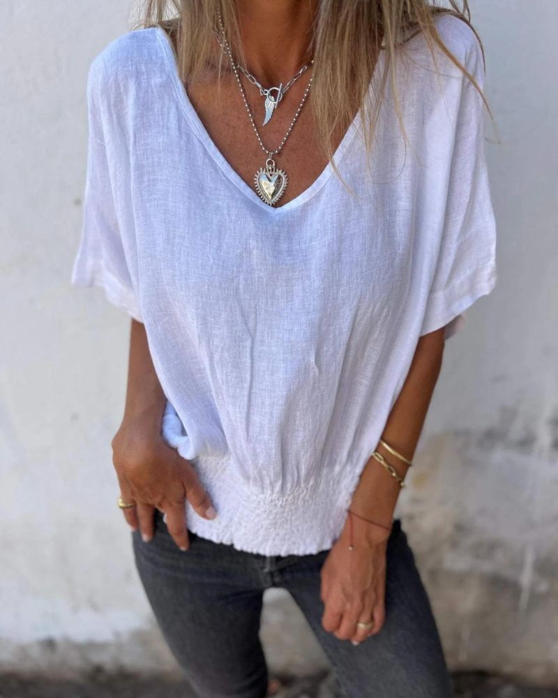 LIORA | Casual Ibiza Bluse mit V-Ausschnitt
