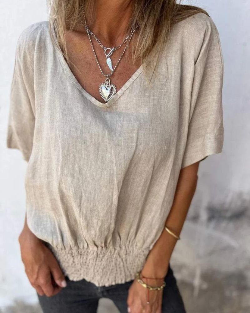 LIORA | Casual Ibiza Bluse mit V-Ausschnitt