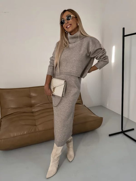 Cozy set | Kleid und Rollkragenpullover-Set