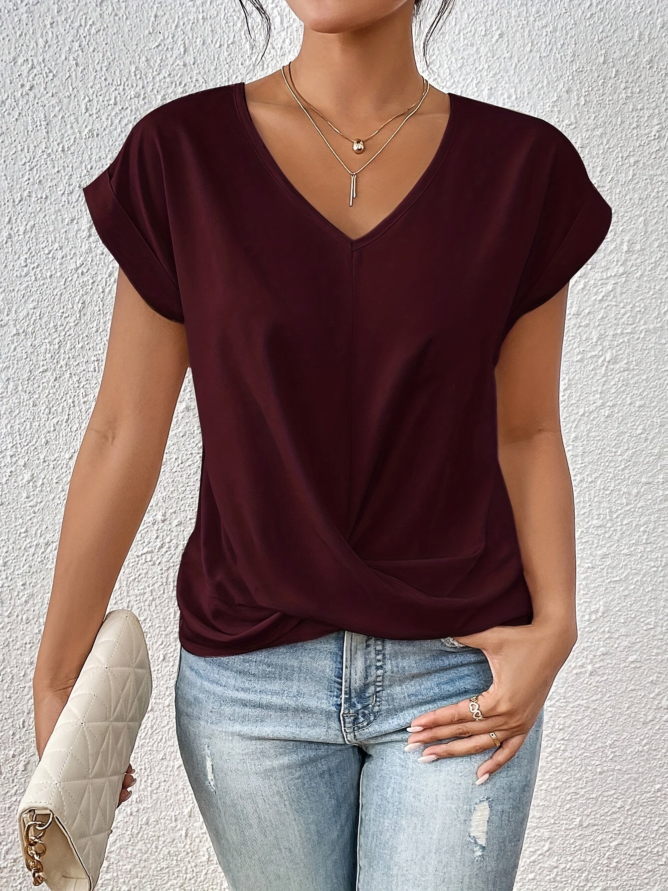 Noemi | Drapiertes Sommer-Top mit V-Ausschnitt