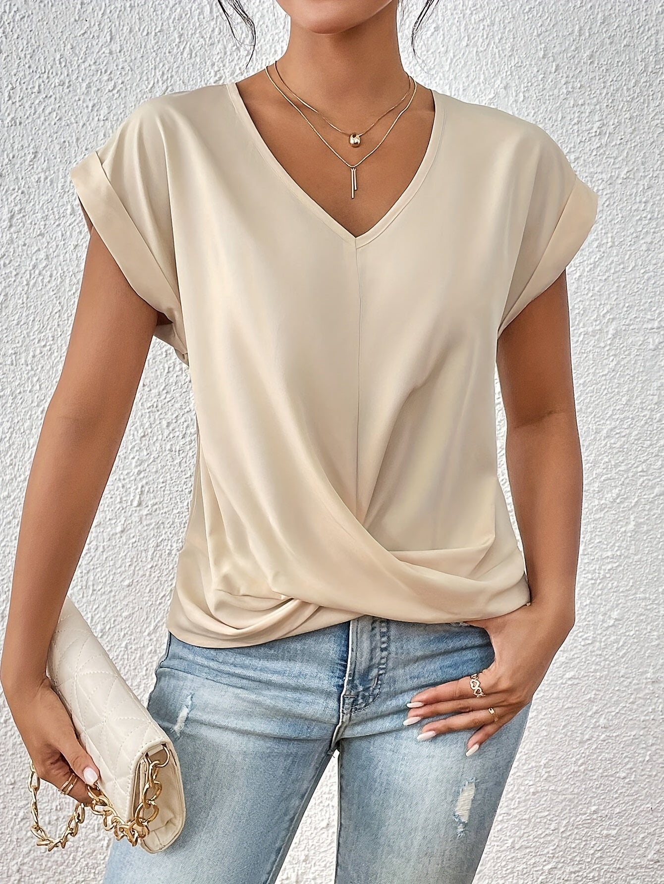 Noemi | Drapiertes Sommer-Top mit V-Ausschnitt