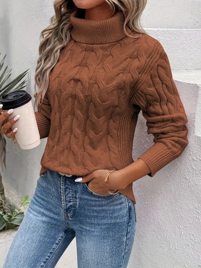 CLEMENCE | Leichter Rollkragenpullover mit Zopfmuster
